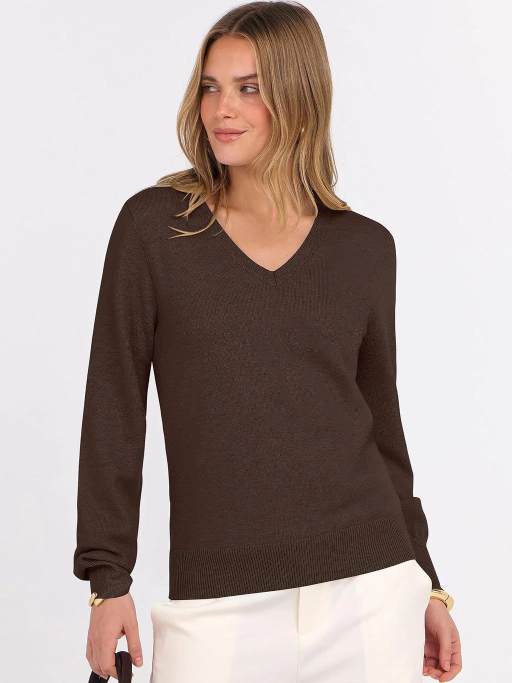 ANRABESS Women’s Fall Long Sleeve V Neck Light Sweaters