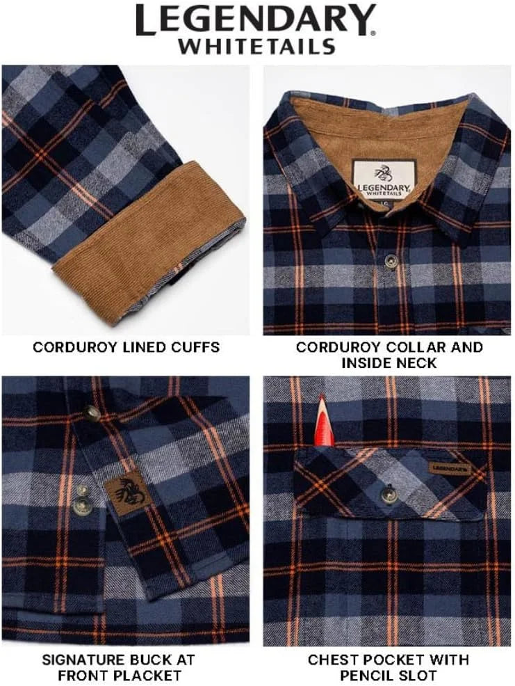 Legendary Whitetails Mens Flannel Long Sleeve Button Down 100% Cotton Shirt