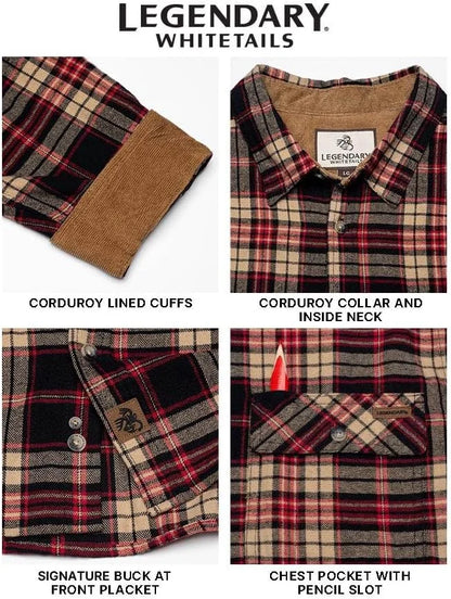 Legendary Whitetails Mens Flannel Long Sleeve Button Down 100% Cotton Shirt
