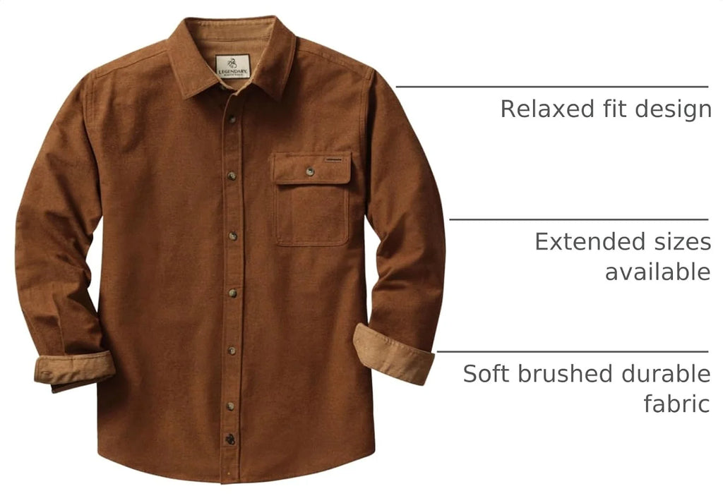 Legendary Whitetails Mens Flannel Long Sleeve Button Down 100% Cotton Shirt