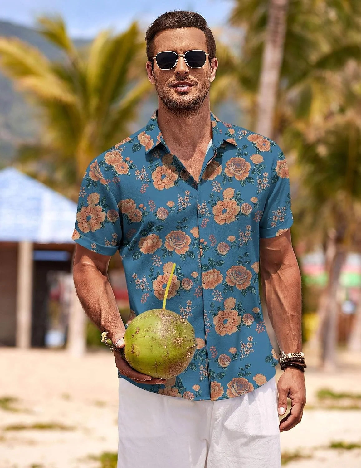 COOFANDY Men's Linen Shirts Short Sleeve Casual Shirts Button Down Shirt for Men Beach Summer Wedding Shirt