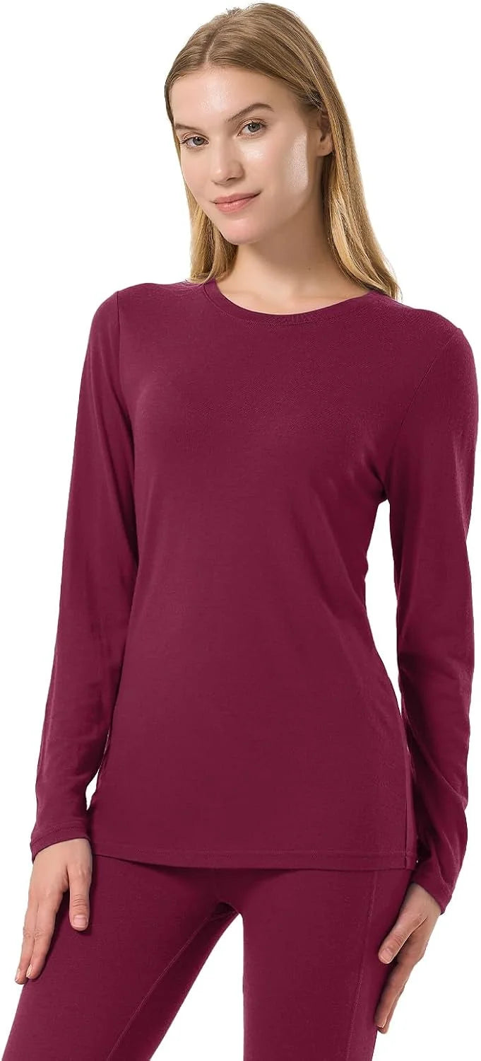 100% Merino Wool Base Layer Women Soft Thermal Long Sleeve Everyday Shirt | 17.5mic Soft, Comfort for Travel, Hiking, Odor-Resistant, Moisture Wicking, Warmth Versatile Layering, Everyday Wear