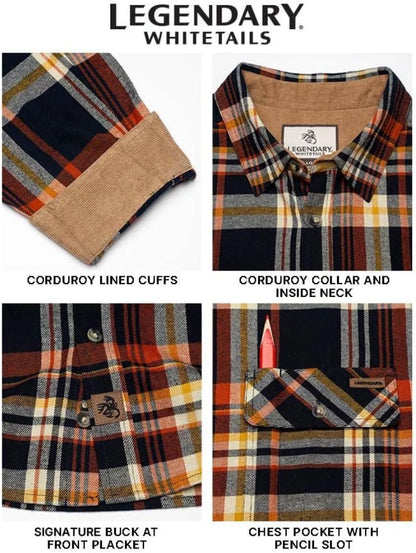 Legendary Whitetails Mens Flannel Long Sleeve Button Down 100% Cotton Shirt