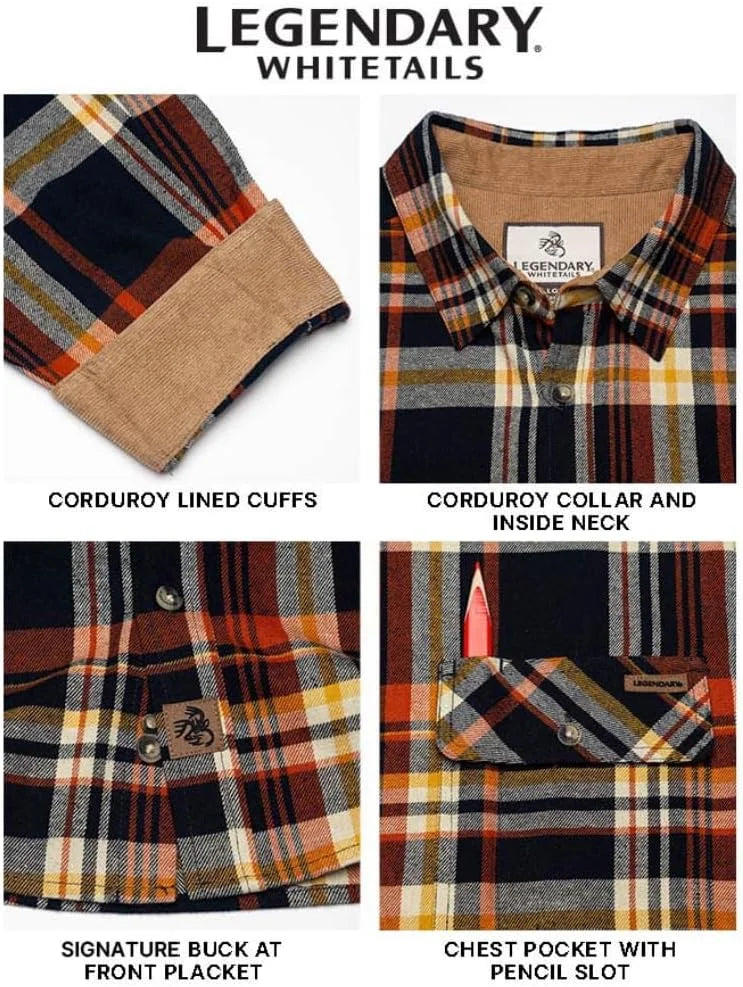 Legendary Whitetails Mens Flannel Long Sleeve Button Down 100% Cotton Shirt