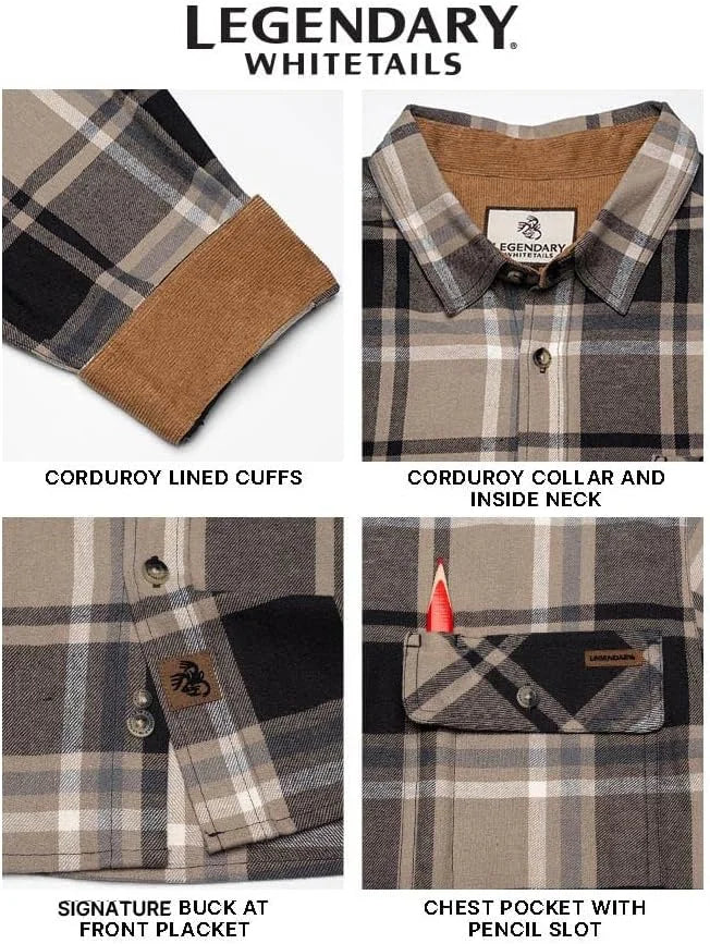 Legendary Whitetails Mens Flannel Long Sleeve Button Down 100% Cotton Shirt