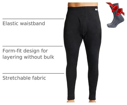 100% Merino Wool Base Layer Mens Pants - Thermal Underwear Long Johns