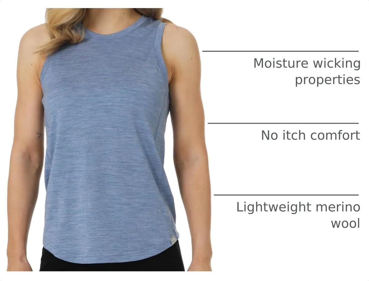 100% Merino Wool Tank Top Women - Active Sleeveless Undershirt Base Layer