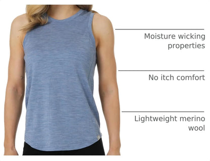 100% Merino Wool Tank Top Women - Active Sleeveless Undershirt Base Layer
