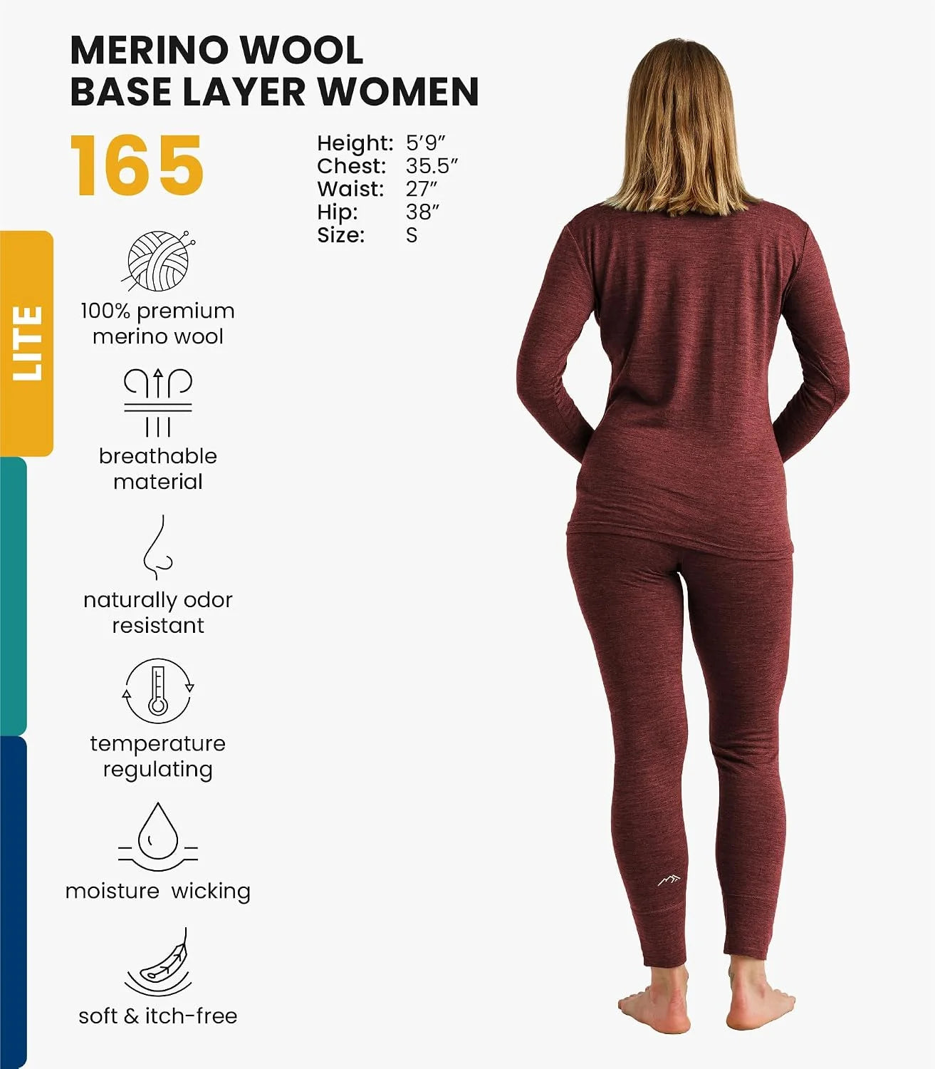 100% Merino Wool Base Layer Women Set - Thermal Underwear Women Top, Bottom | Lightweight, Midweight, Heavyweight Base Layer, Moisture-Wicking, Breathable Active Underwear, Hiking, Skiing, Camping
