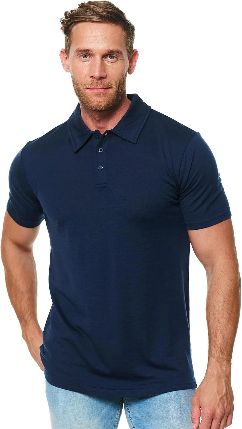 100% Merino Wool Polo Shirt Men - Short & Long Sleeve Shirt Base Later