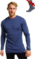 100% Merino Wool Base Layer Mens - Long Sleeve Thermal Shirts with Socks