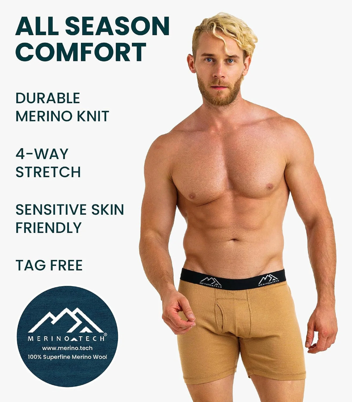 100% Merino Wool Underwear Mens - 1-2 Pack Boxer Briefs for Men 17.5um | Soft, Non-Itchy, Moisture wicking, Breathable 190 GSM Thermal Underwear, Cooling, Odor-Resistant Men's Wool Base Layer