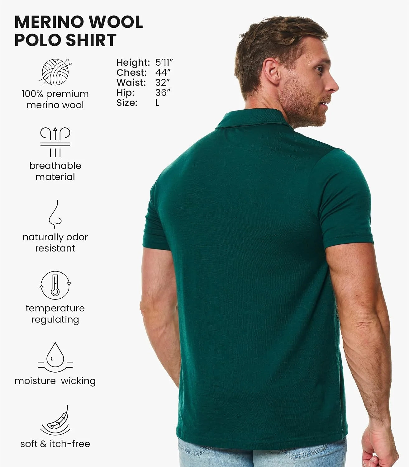 100% Merino Wool Polo Shirt Men - Short & Long Sleeve Shirt Base Later