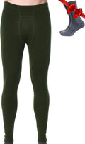 100% Merino Wool Base Layer Mens Pants - Thermal Underwear Long Johns
