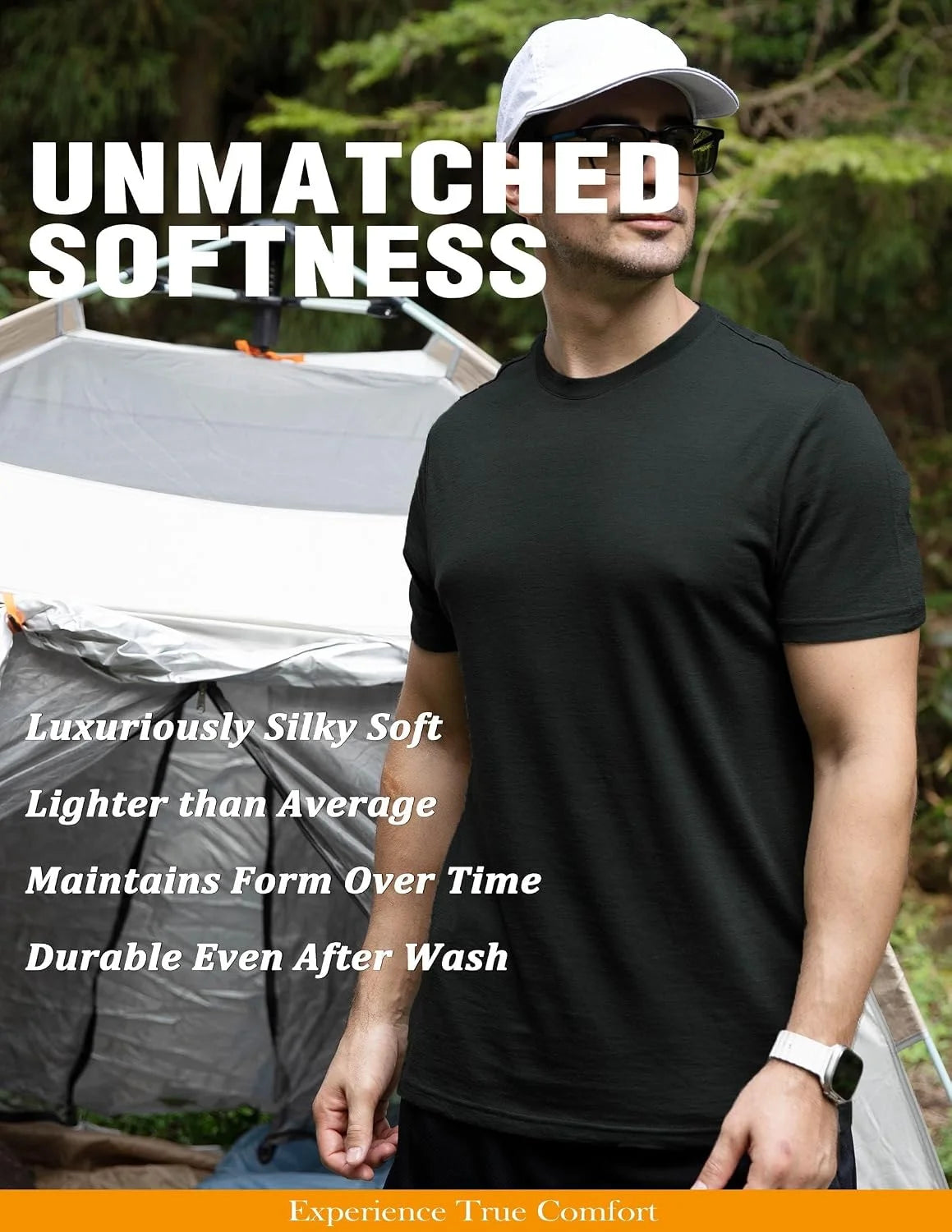 Merino Protect 100% Merino Wool T Shirts for Men Odor Resistance Base Layer Hiking Travel T-Shirt Soft Undershirt