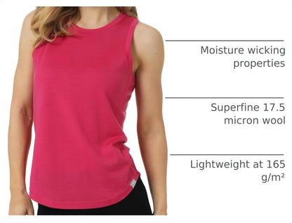 100% Merino Wool Tank Top Women - Active Sleeveless Undershirt Base Layer