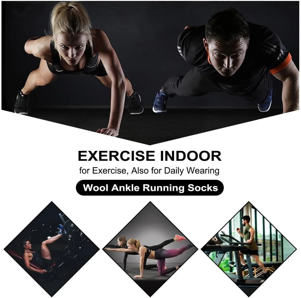 Busy Socks Merino Wool Compression Support Ankle Running Hiking Socks for Men Women, Soft Thick Cushion Tab Socks 3/6 Pairs