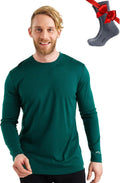 100% Merino Wool Base Layer Mens - Long Sleeve Thermal Shirts with Socks
