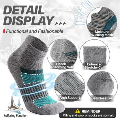Anlisim Merino Wool Ankle Running Hiking Socks for Women and Men