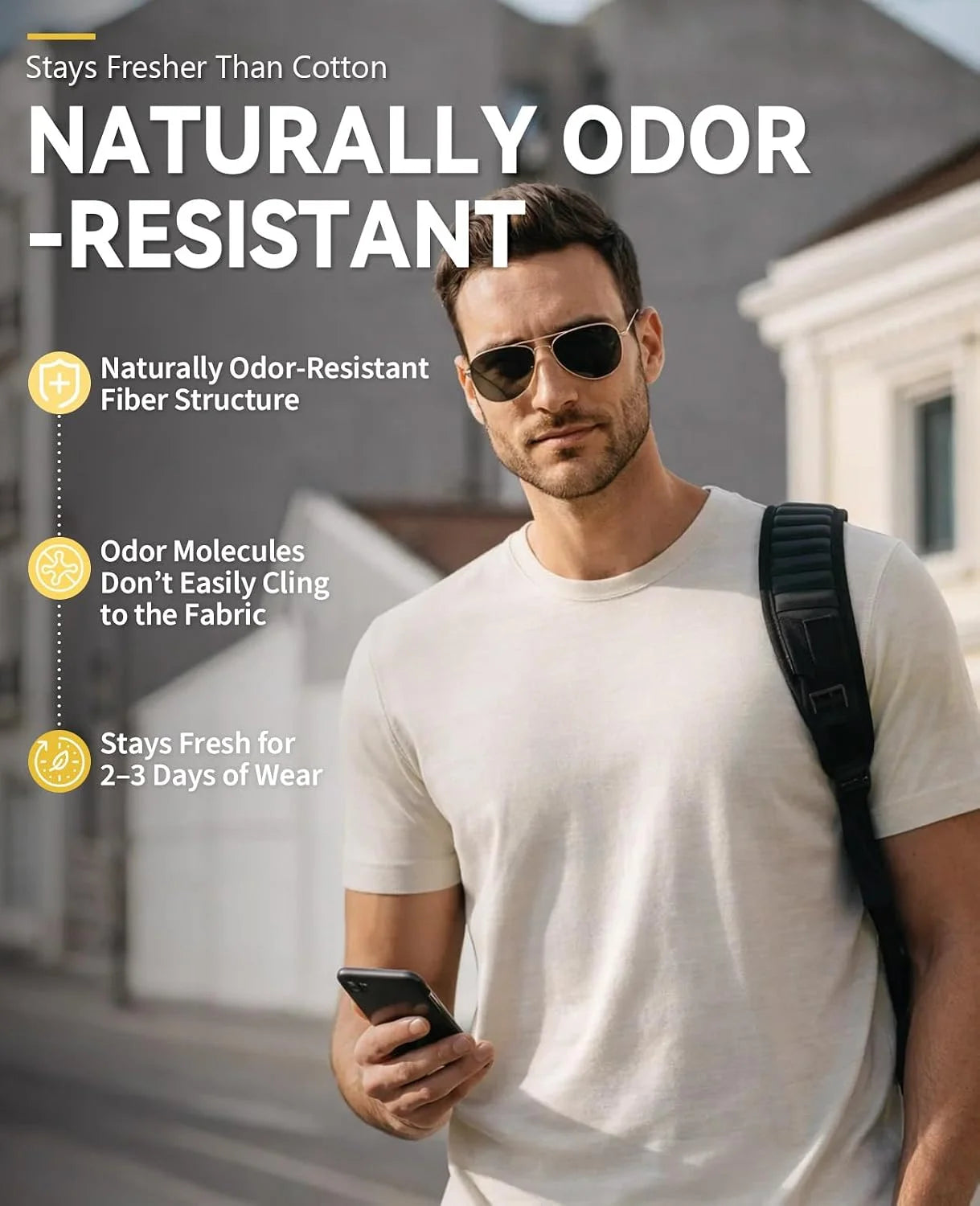 Merino Protect 100% Merino Wool V-Neck T Shirts for Men Odor Resistance Base Layer Hiking Travel T-Shirt Soft Undershirt