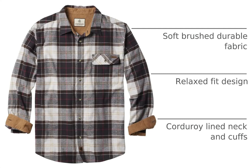 Legendary Whitetails Mens Flannel Long Sleeve Button Down 100% Cotton Shirt