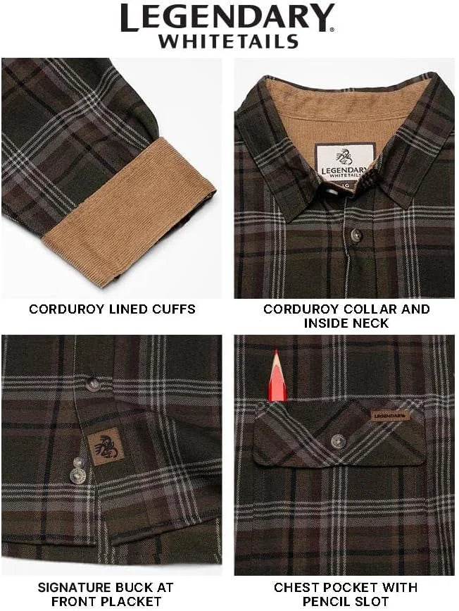 Legendary Whitetails Mens Flannel Long Sleeve Button Down 100% Cotton Shirt