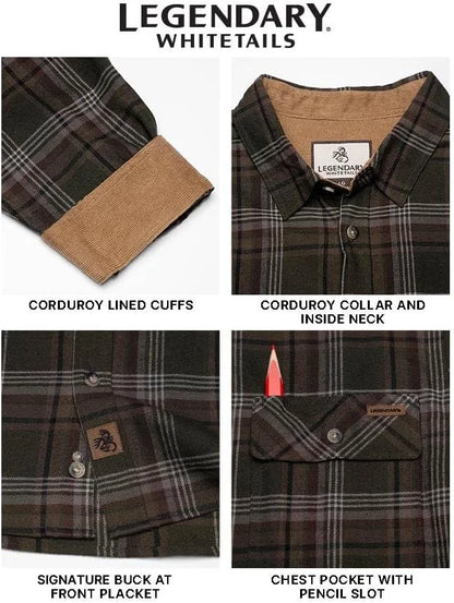 Legendary Whitetails Mens Flannel Long Sleeve Button Down 100% Cotton Shirt
