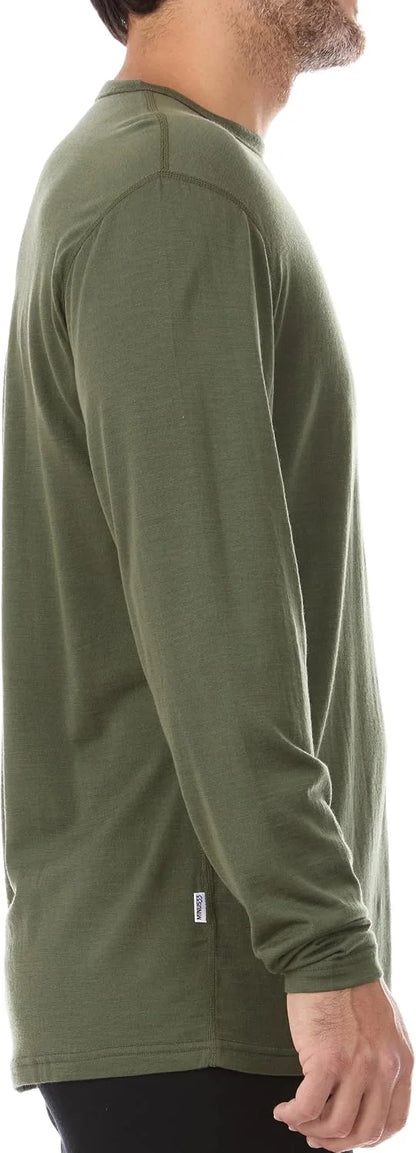 100% Merino Wool - Men's Long Sleeve Crew Shirt - Thermal Base Layer