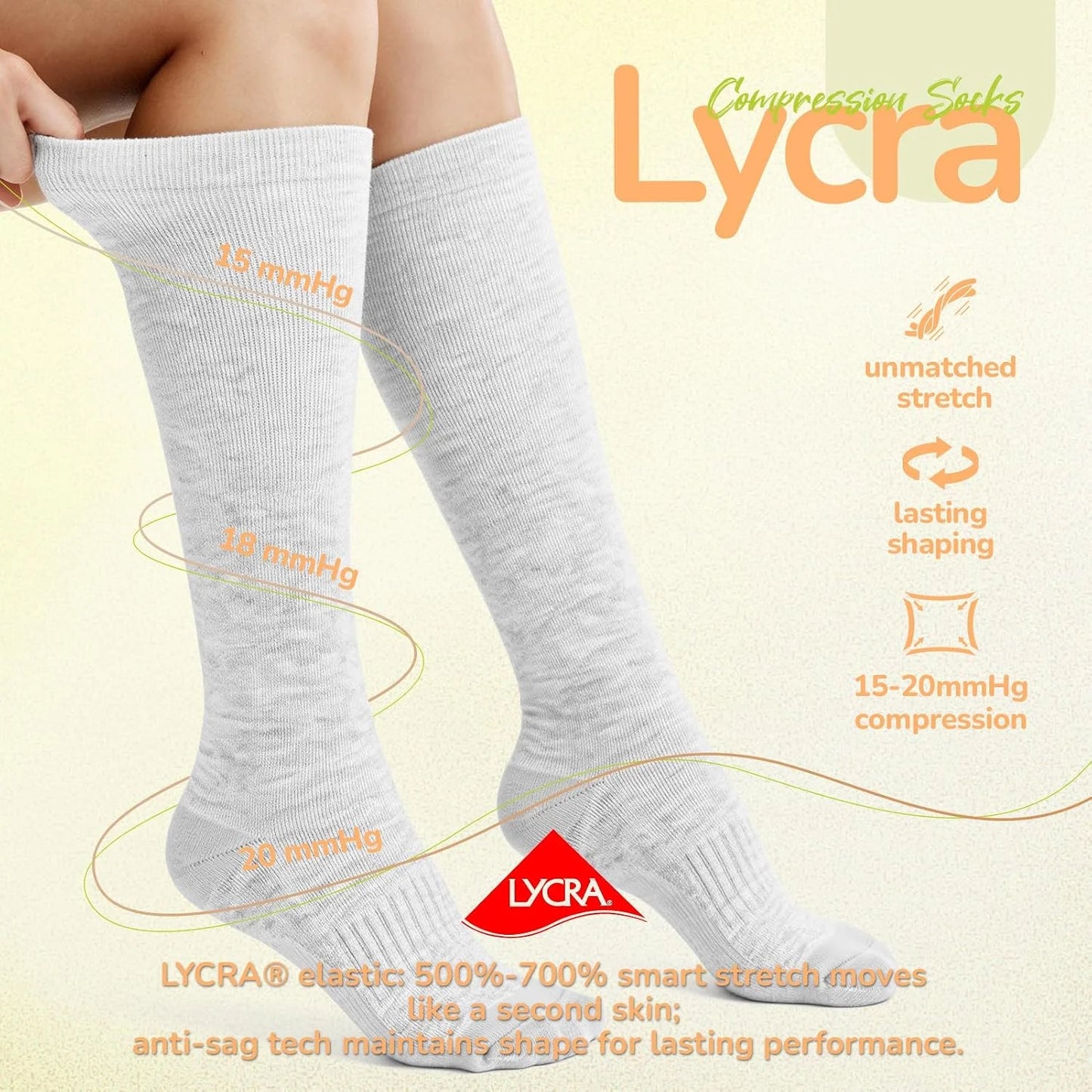 Merino Wool Compression Socks for Women Men 15-20 mmHg for flying