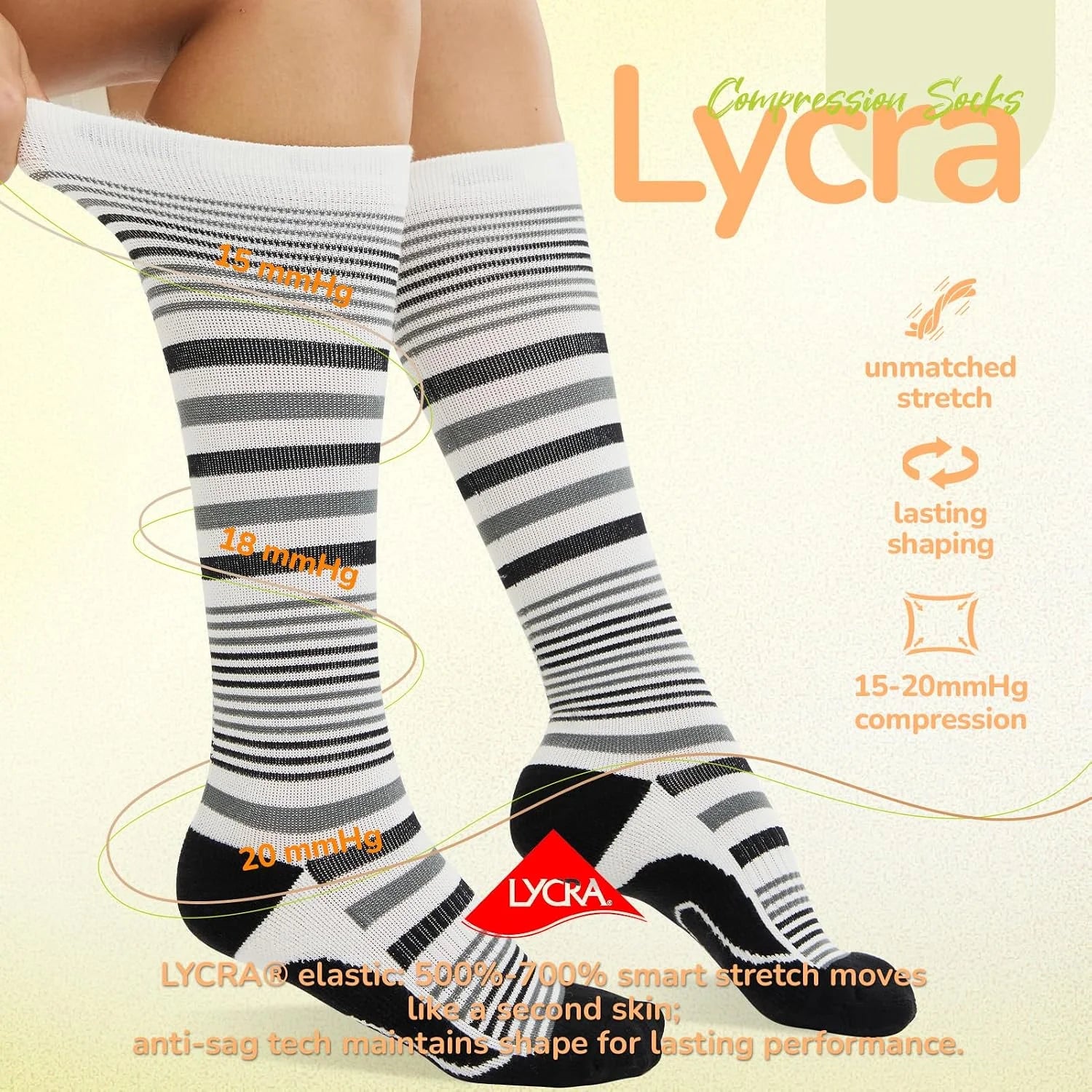 Merino Wool Compression Socks for Women Men 15-20 mmHg for flying