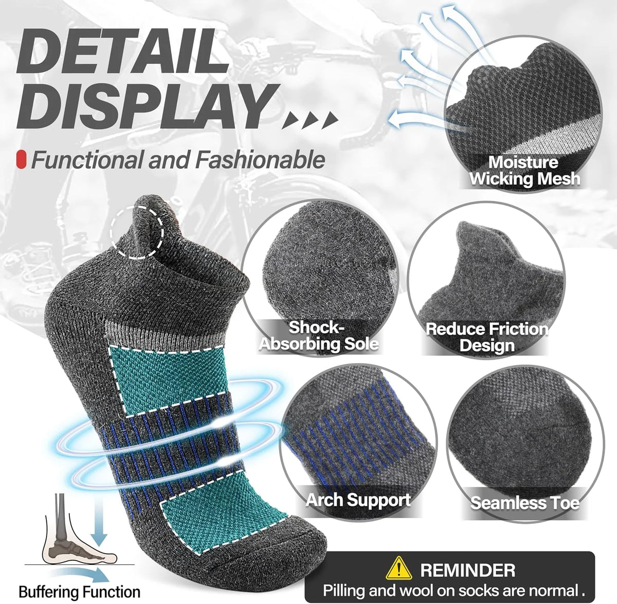 Anlisim Merino Wool Ankle Running Hiking Socks for Women and Men