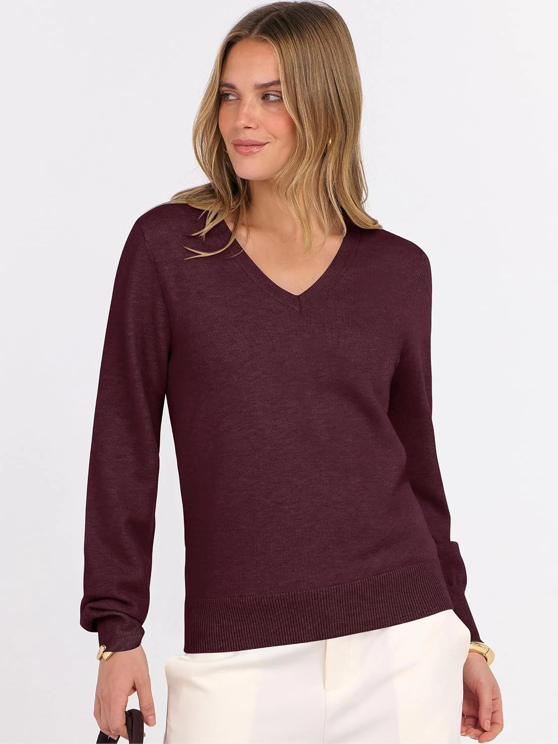 ANRABESS Women’s Fall Long Sleeve V Neck Light Sweaters