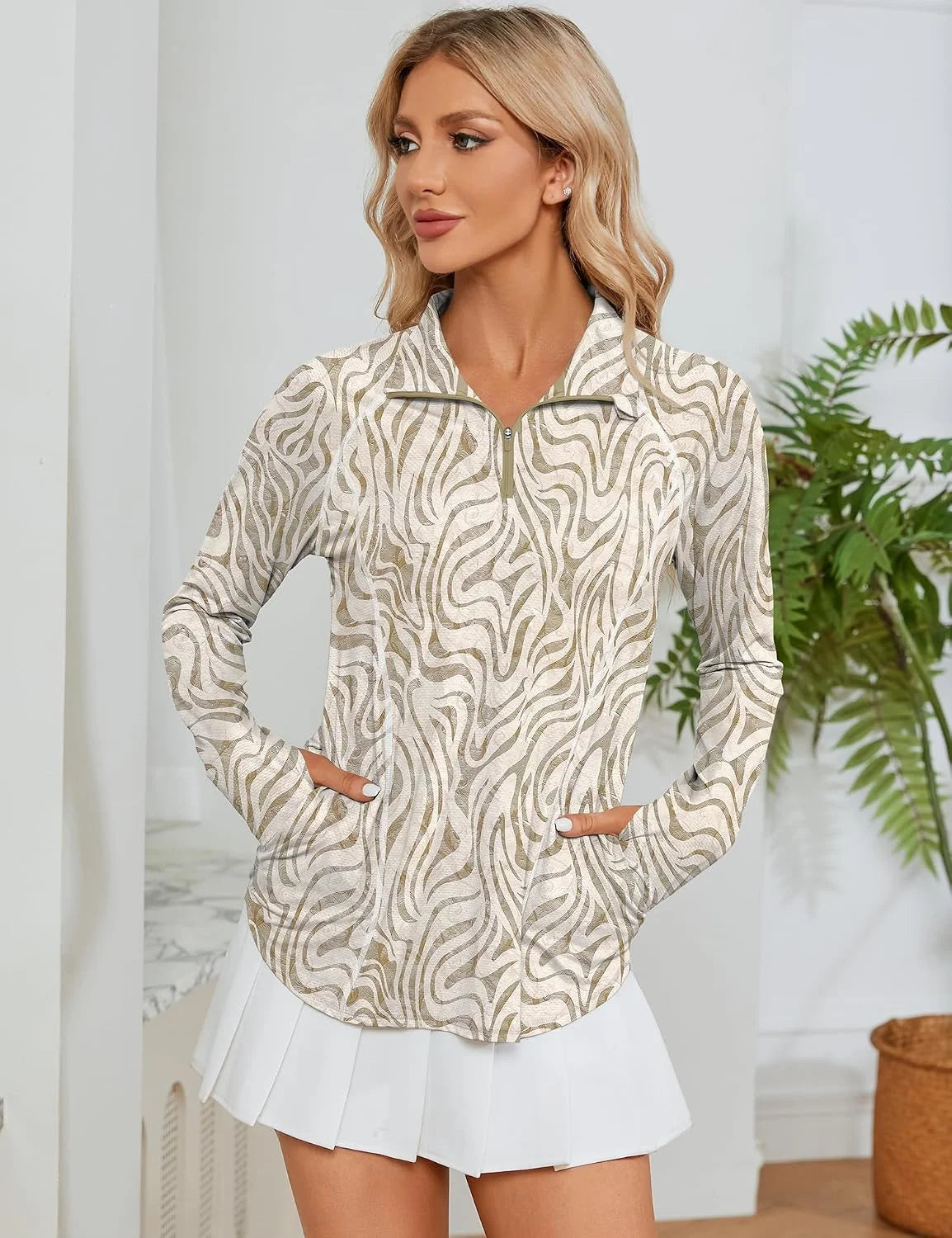 LOMON Women Long Sleeve Shirts Sun Protection 1/4 Zip Summer Quick Dry Hiking Shirts Quarter Zip Pullover for Women