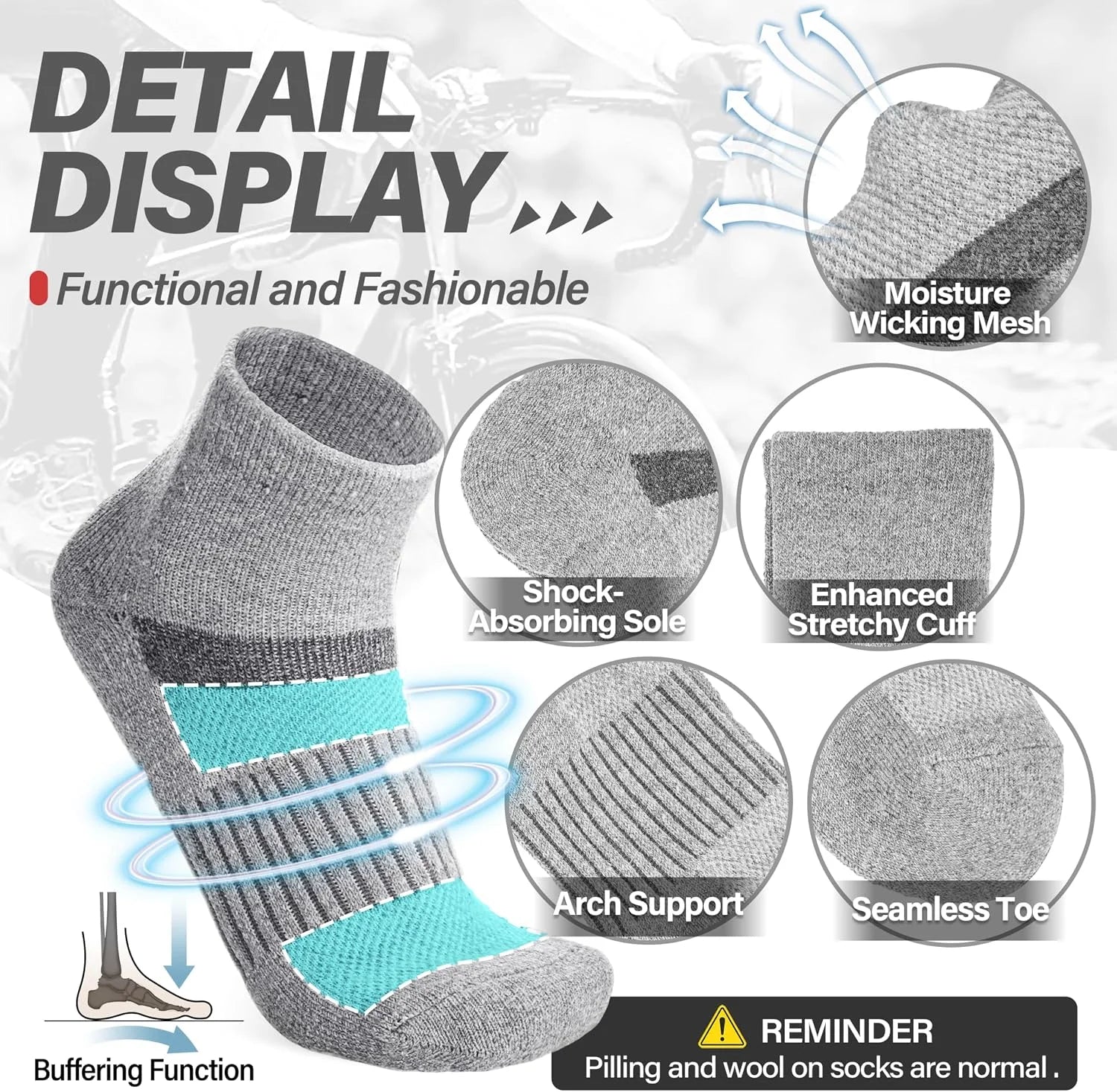 Anlisim Merino Wool Ankle Running Hiking Socks for Women and Men