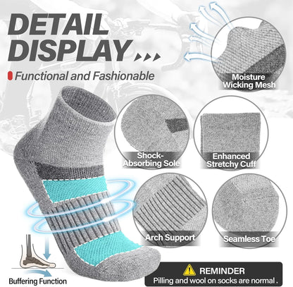 Anlisim Merino Wool Ankle Running Hiking Socks for Women and Men