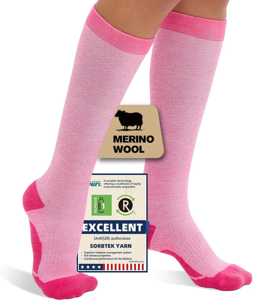 Merino Wool Compression Socks for Women Men 15-20 mmHg for flying