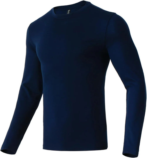 100% Merino Wool Base Layer for Men Long Sleeve Crew Neck Thermal Shirt
