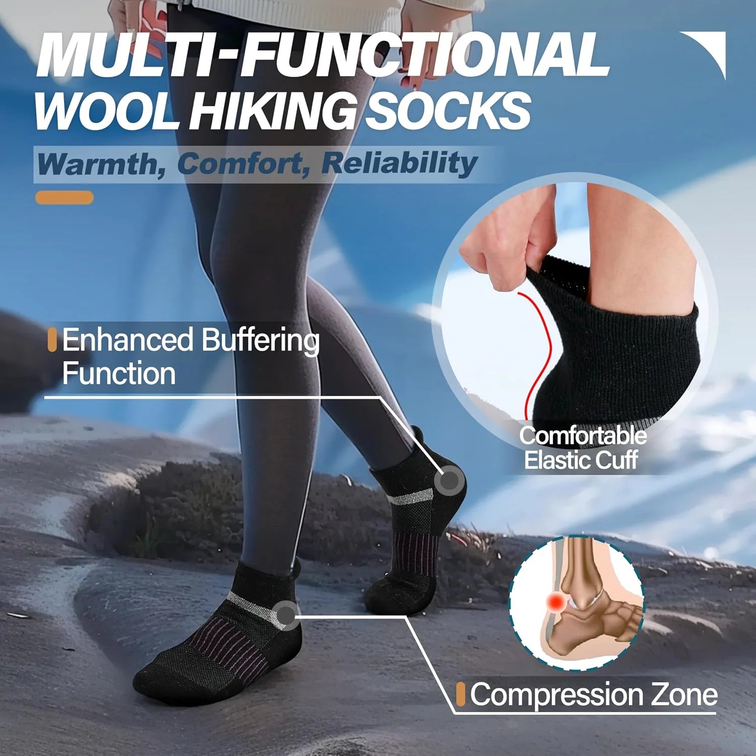 Anlisim Merino Wool Ankle Running Hiking Socks for Women and Men