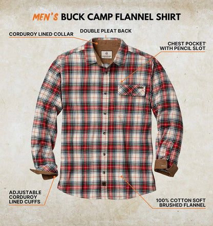 Legendary Whitetails Mens Flannel Long Sleeve Button Down 100% Cotton Shirt