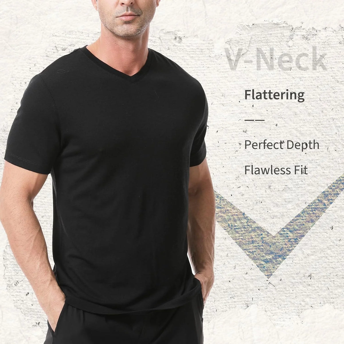 Merino Protect 100% Merino Wool V-Neck T Shirts for Men Odor Resistance Base Layer Hiking Travel T-Shirt Soft Undershirt