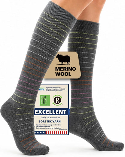 Merino Wool Compression Socks for Women Men 15-20 mmHg for flying