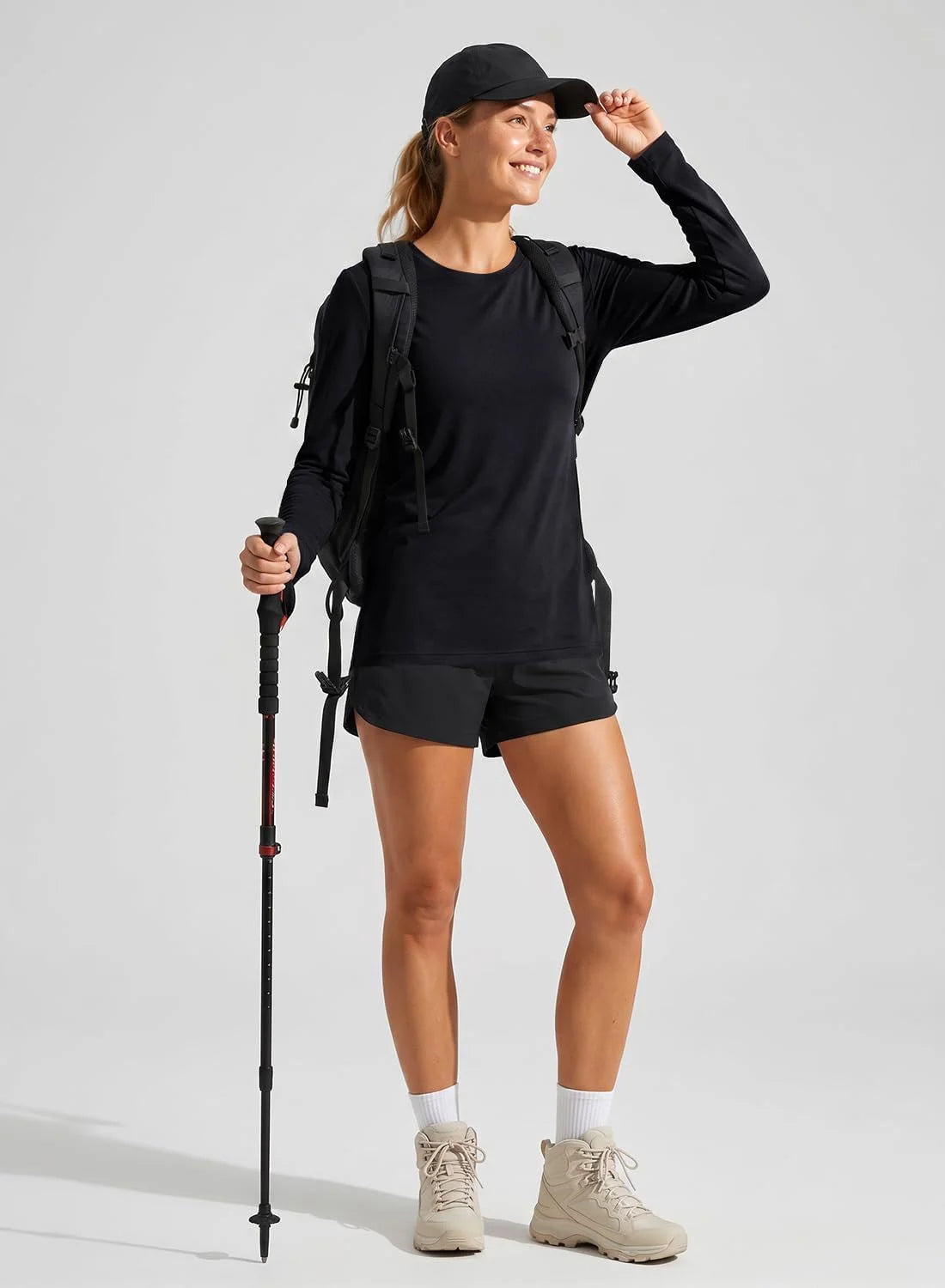 Merino Wool Shirt Women Lightweight Breathable Basic Tees Long Sleeve Sun Protection Shirts