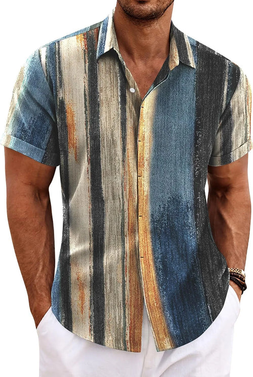COOFANDY Men's Linen Shirts Short Sleeve Casual Shirts Button Down Shirt for Men Beach Summer Wedding Shirt