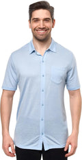 100% Merino Wool Button Up Shirt Men - Long & Short Sleeve Breathable