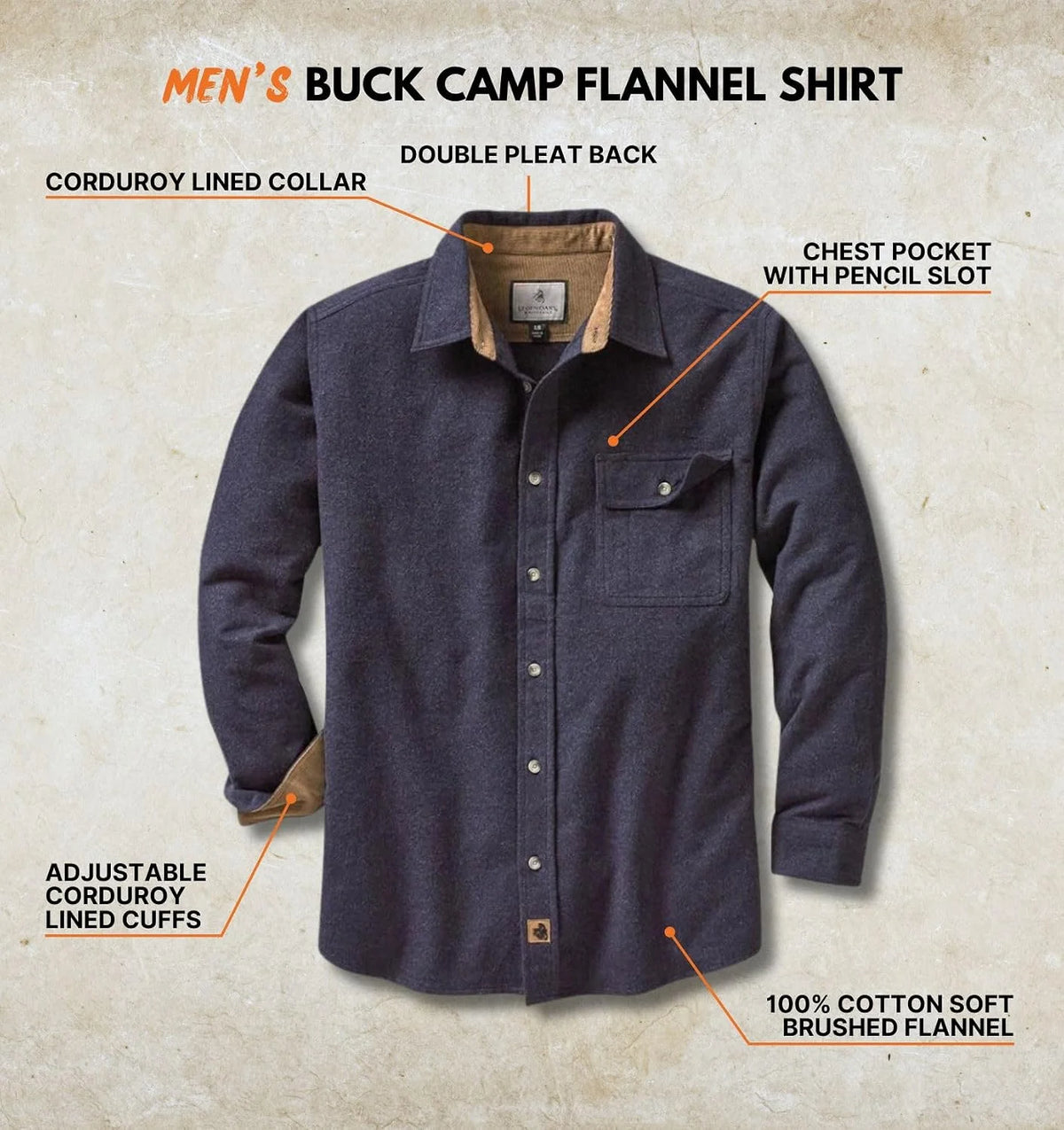 Legendary Whitetails Mens Flannel Long Sleeve Button Down 100% Cotton Shirt