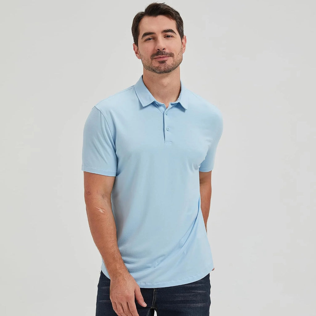 netdraw Men's Ultra Soft Bamboo Viscose Polo Curved Hem S-3XL | Lightweight , Breathable, Odor-resistant, UPF 50+, Collared Golf Shirt