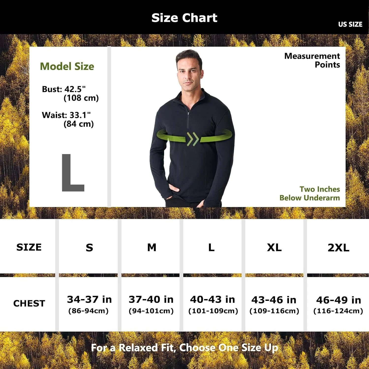 100% Merino Wool Base Layer for Men Long Sleeve Crew Neck Thermal Shirt