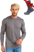 100% Merino Wool Base Layer Mens - Long Sleeve Thermal Shirts with Socks