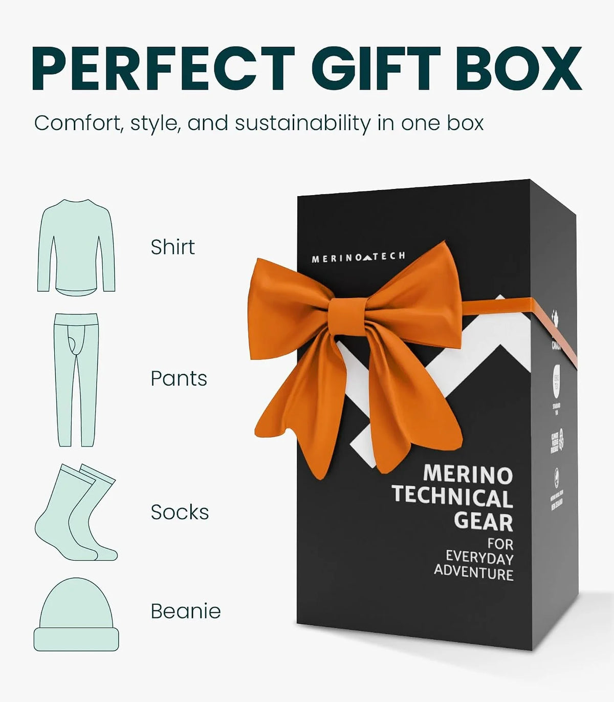 100% Merino Wool Base Layer Men Set - Thermal Underwear for Men Long Johns