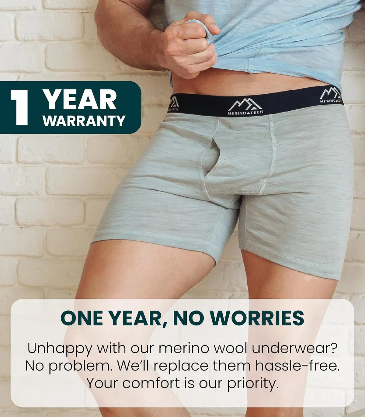100% Merino Wool Underwear Mens - 1-2 Pack Boxer Briefs for Men 17.5um